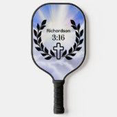 Modern Rood/Wit Manuscript 3:16 met Kruis en Wings Pickleball Paddle (Voorkant)