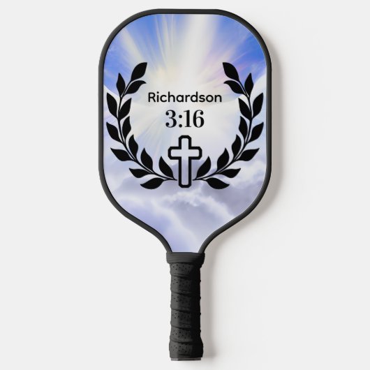 Modern Rood/Wit Manuscript 3:16 met Kruis en Wings Pickleball Paddle (Voorkant)