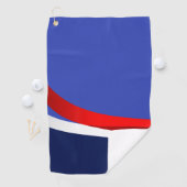 Modern rood, wit, marine blauw golfer monogram golfhanddoek (Insitu)