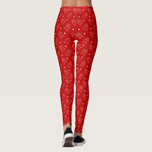 Modern rood & wit peperkoek patroon lang leggings (Achterkant)
