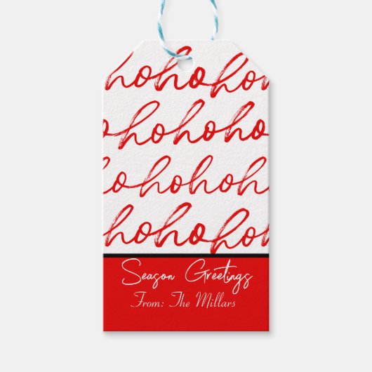 Modern Rood-wit script Kerstpatroon Cadeaulabel (Voorkant)