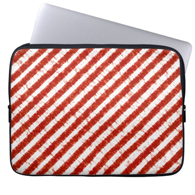 Modern rood wit streep elegant stijlvol patroon laptop sleeve (Voorkant)