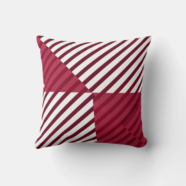 Modern Rood Wit Strepen Patroon Sierkussen (Achterkant)