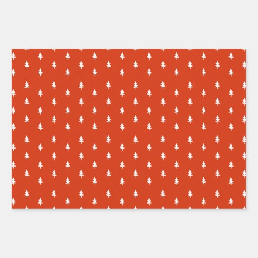 Modern Rood & Wit Vrolijk Kerstbomen & Santa Inpakpapier Vel (Voorkant 3)