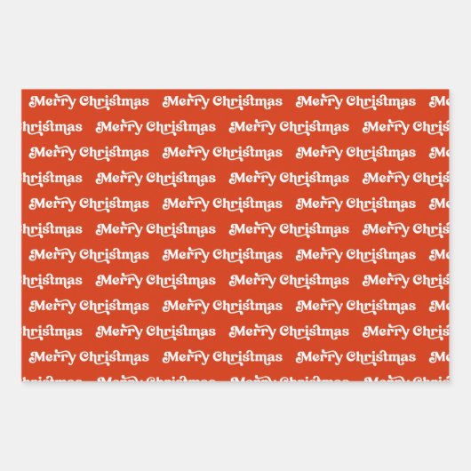 Modern Rood & Wit Vrolijk Kerstbomen & Santa Inpakpapier Vel (Voorkant)