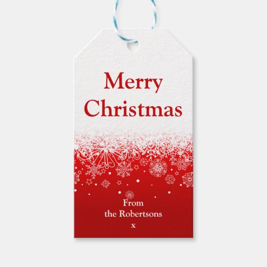 Modern rood wit vrolijk kerstfeest cadeaulabel (Voorkant)