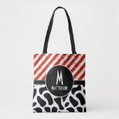 Modern Rood Wit Zwart Patroon Monogram Aangepast Tote Bag (Voorkant)