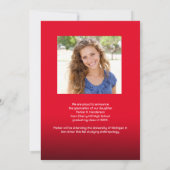 Modern Rood Witte 2 Foto Afstudeer Uitnodiging (Achterkant)