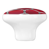 Modern rood & zilvergrijs achthoekig patroon keramische knop (Zijkant)