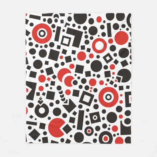 Modern rood zwart Abstract kunstontwerp Fleece Deken (Voorkant)