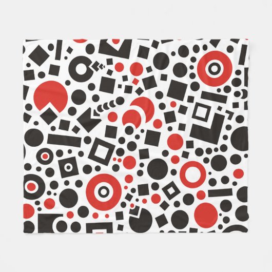 Modern rood zwart Abstract kunstontwerp Fleece Deken (Voorkant (Horizontaal))