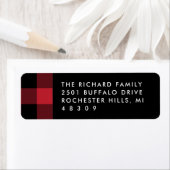 Modern Rood Zwart Buffalo Plaid Retouradres Etiket (Insitu)