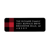 Modern Rood Zwart Buffalo Plaid Retouradres Etiket (Voorkant)