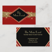 Modern rood, zwart en goud Visitekaartje (Voorkant / Achterkant)