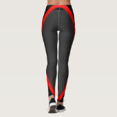 Modern Rood Zwart Geometrisch Patroon Leggings (Achterkant)