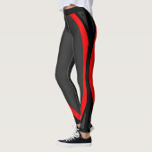 Modern Rood Zwart Geometrisch Patroon Leggings (Links)