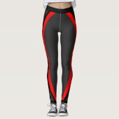 Modern Rood Zwart Geometrisch Patroon Leggings (Voorkant)