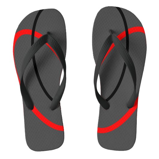 Modern Rood Zwart Geometrisch Patroon Teenslippers (Voetbed)