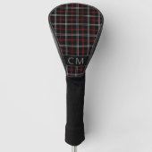 Modern rood zwart geplakt patroon Monogram Stijlvo Golfheadcover (Voorkant)