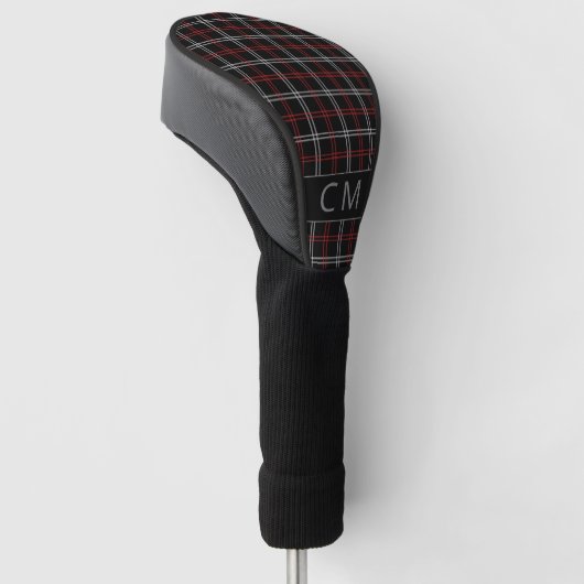 Modern rood zwart geplakt patroon Monogram Stijlvo Golfheadcover (Schuin)
