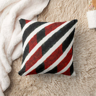 Modern rood zwart getextureerd stripe patroon kussen