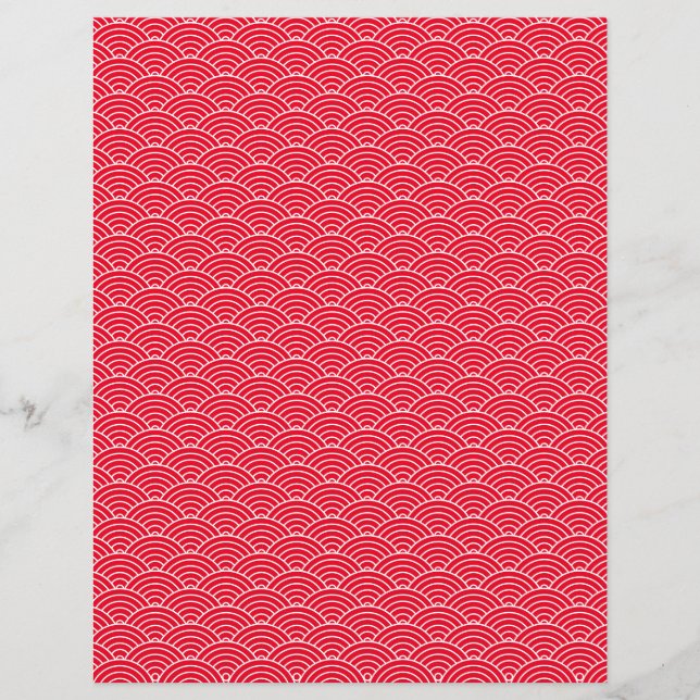 Modern Rood Zwart Japans Golf Scrapbook Papier (Voorkant)