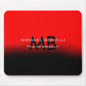 Modern rood zwart monogram initialen muismat (Voorkant)