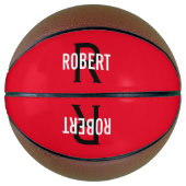 Modern rood zwart monogram naam basketbal (Voorkant)