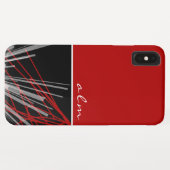 Modern rood zwart-wit Abstract monogram Case-Mate iPhone Case (Achterkant (horizontaal))
