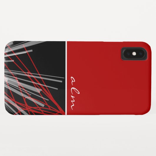 Modern rood zwart-wit Abstract monogram Case-Mate iPhone Case (Achterkant (horizontaal))