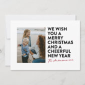 MODERN ROOD ZWART WIT VROLIJK KERSTFEEST & NIEUWJA FEESTDAGENKAART (Voorkant)