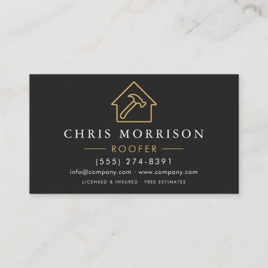 Modern Roofing Contractor Professional Visitekaartje (Voorkant)
