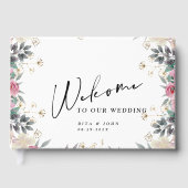 Modern Roos Anjer bruiloft Folie gastenboek (Voorkant)