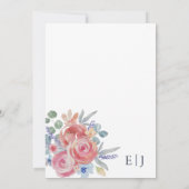 Modern Roos Bloemen Waterverf bruiloft Kaart (Achterkant)