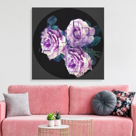 Modern Roos Canvas Afdruk (Insitu (Woonkamer))