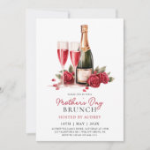 Modern Roos Champagne Moederdag Brunch Kaart (Voorkant)