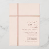 Modern Roos Cross Doop Uitnodiging doop (Voorkant)