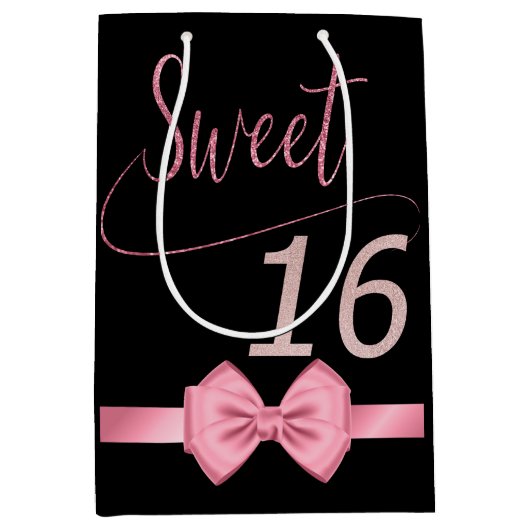 Modern roos elegant chique zoet 16 medium cadeauzakje (Voorkant)