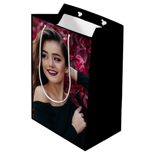 Modern roos elegant chique zoet 16 medium cadeauzakje (Achterkant Gekanteld)