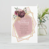 Modern Roos Floral Gold Geometric Kaart (Staand voorkant)