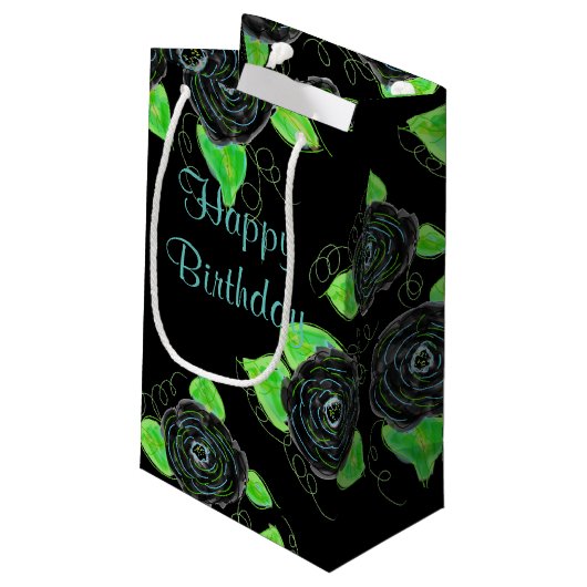 Modern Roos Floral Klein Cadeauzakje (Achterkant Gekanteld)