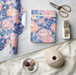 Modern Roos Flower Tropical Wrapping Paper Cadeaupapier