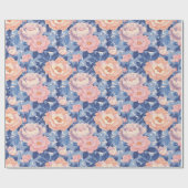 Modern Roos Flower Tropical Wrapping Paper Cadeaupapier (Vlak)