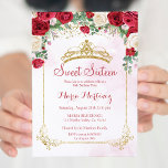 Modern Roos Flowers Blush Pink Sweet 16 Kaart<br><div class="desc">Modern Roos Flowers Gold Glitter Blush Pink Sweet 16 Invitation Modern Roos Flowers Blush Pink Sweet 16</div>