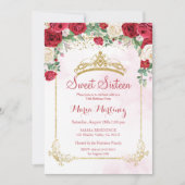 Modern Roos Flowers Blush Pink Sweet 16 Kaart (Voorkant)