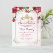 Modern Roos Flowers Blush Pink Sweet 16 Kaart (Staand voorkant)