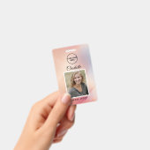 Modern Roos Glitter Medewerker Foto ID Badge (Handheld)