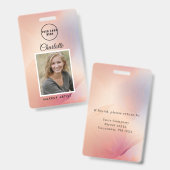 Modern Roos Glitter Medewerker Foto ID Badge (Voor- en achterkant)