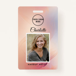 Modern Roos Glitter Medewerker Foto ID Badge