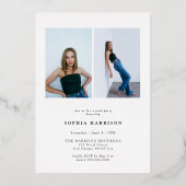 Modern Roos Gold 2023 Foto Afstuderen Folie Uitnodiging (Achterkant)